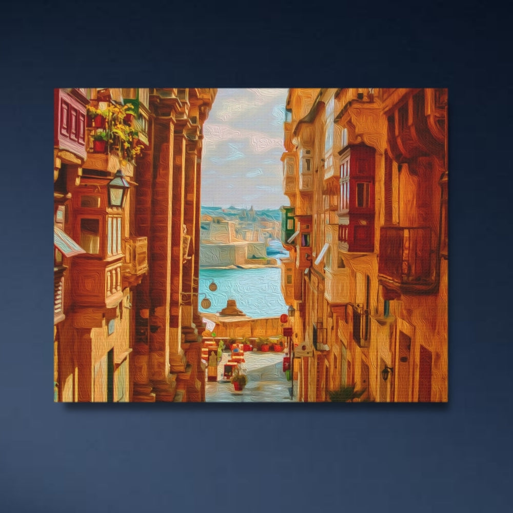 Valletta, Malta | Valletta Harbour Street View | Original Series Gallery Canvas detail