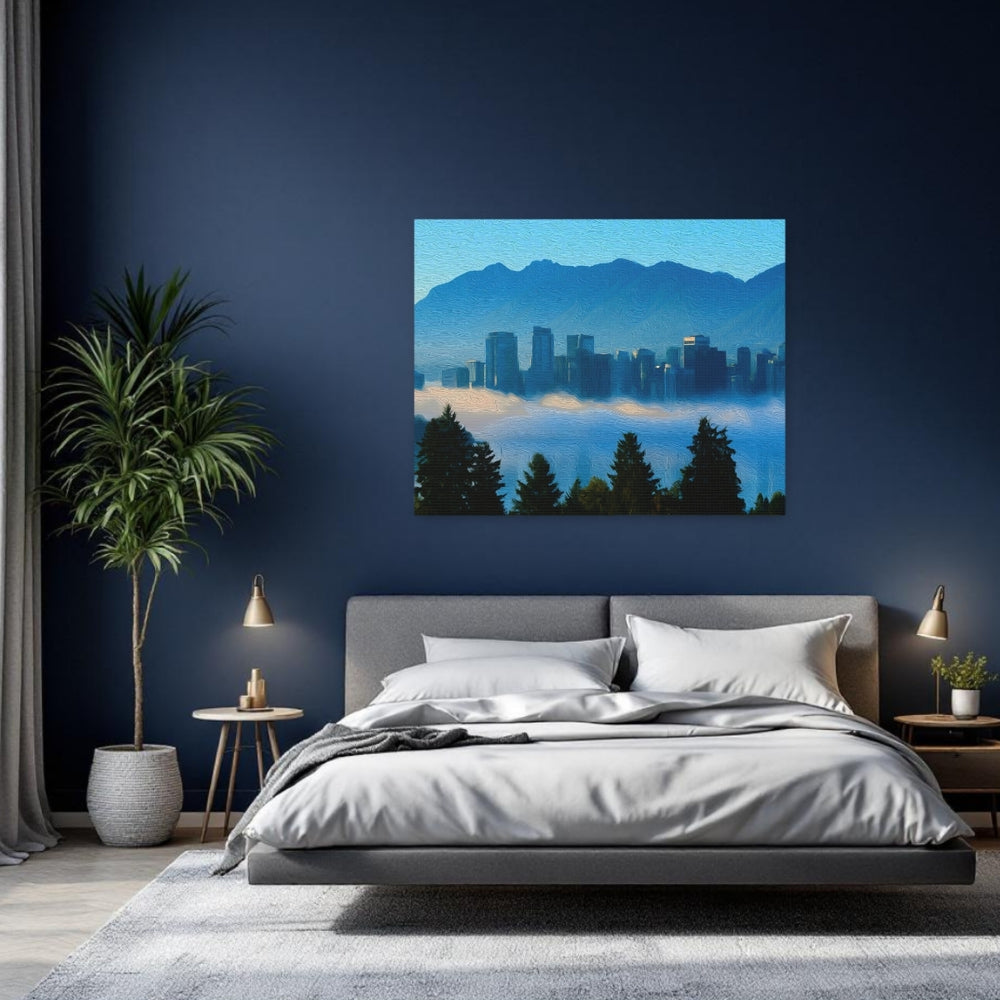 Vancouver, British Columbia | City Skyline Above Fog | Original Series Gallery Canvas detail