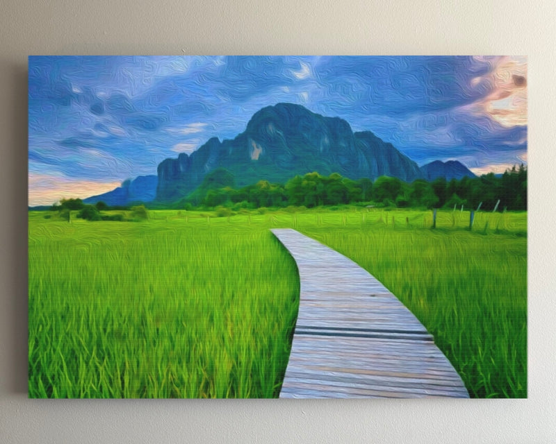 Rice Fields and Karst Mountains — Vang Vieng, Laos