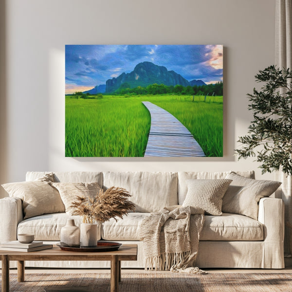 Vang Vieng, Laos | Rice Fields and Karst Mountains | Original Series Gallery Canvas
