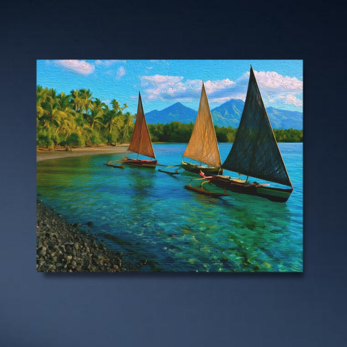 Traditional Outrigger Sailboats Shore — Vanuatu Islands, Vanuatu, close-up detail