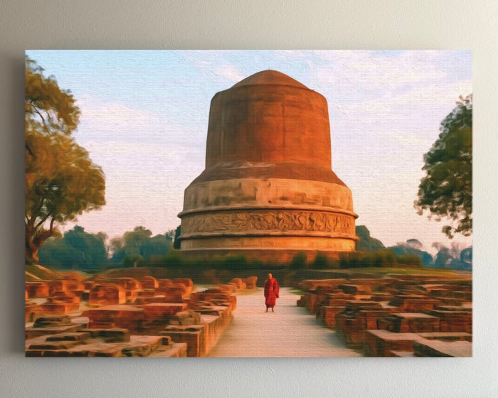 Dhamek Stupa Sarnath &mdash; Varanasi watercolour canvas