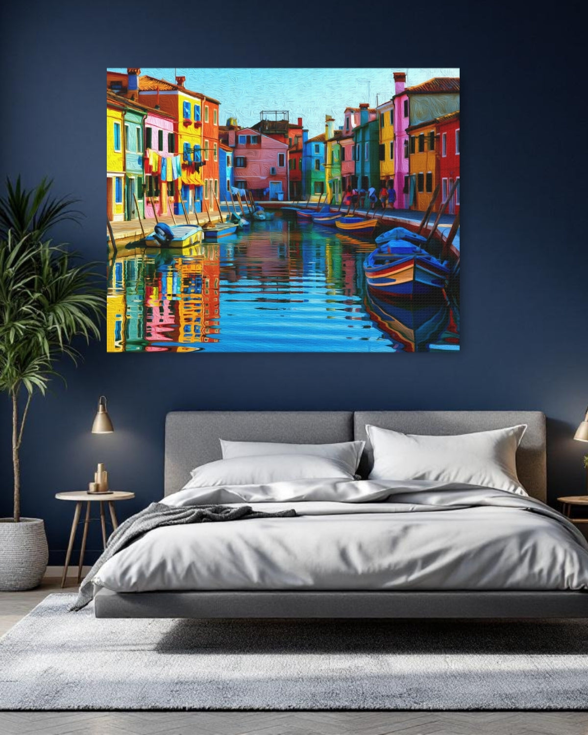 Venice, Italy | Burano Canal Colorful Houses | Original Series Gallery Canvas detail