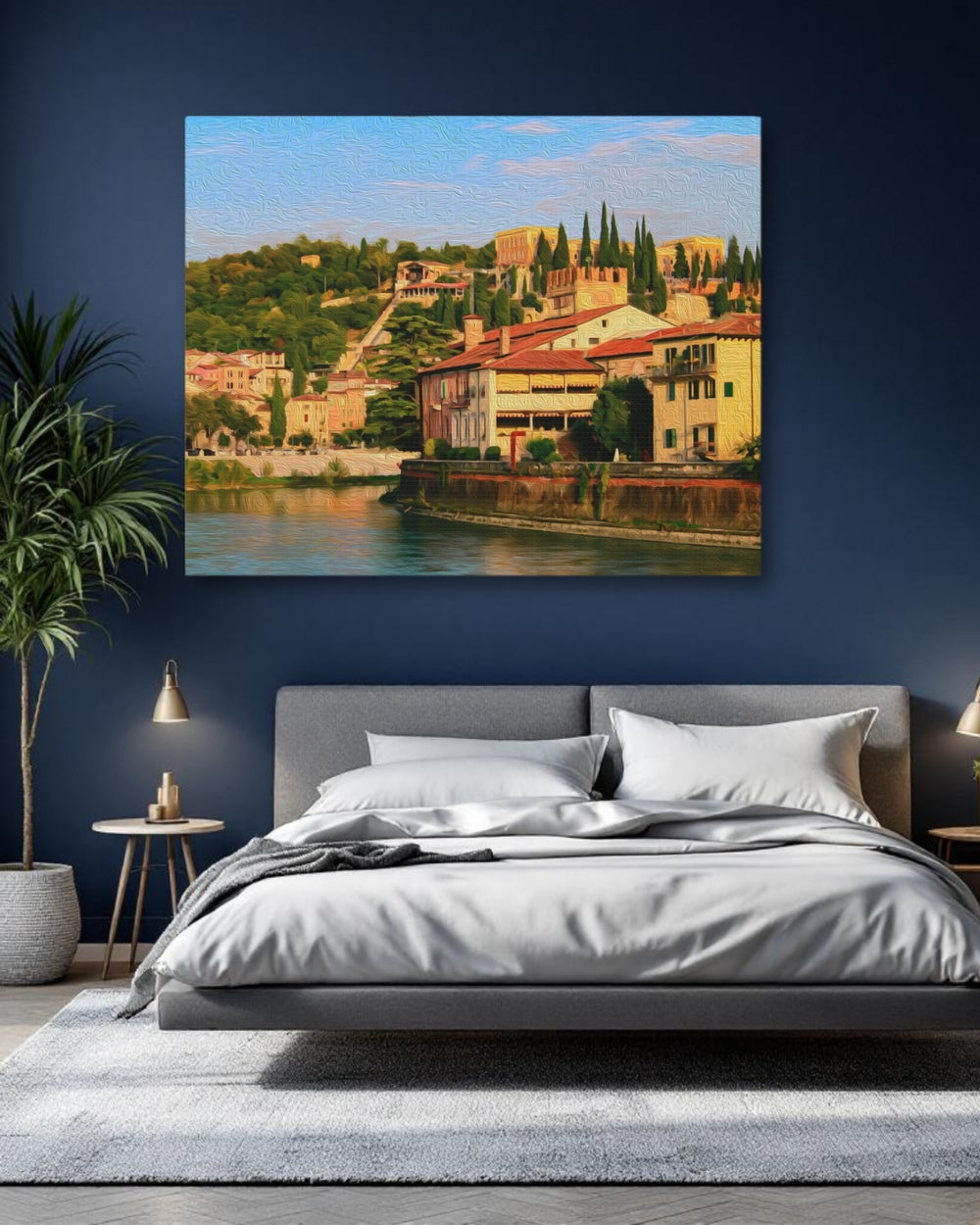 Verona, Italy | Adige River Hillside Views | Original Series Gallery Canvas detail