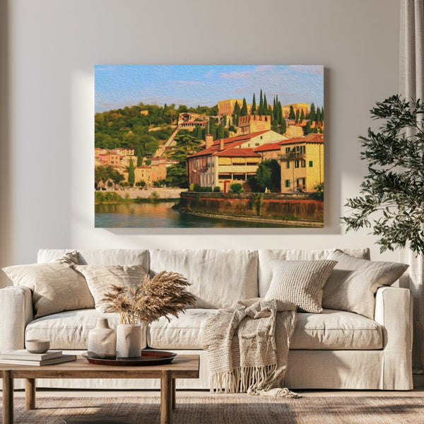 Verona, Italy | Adige River Hillside Views | Original Series Gallery Canvas
