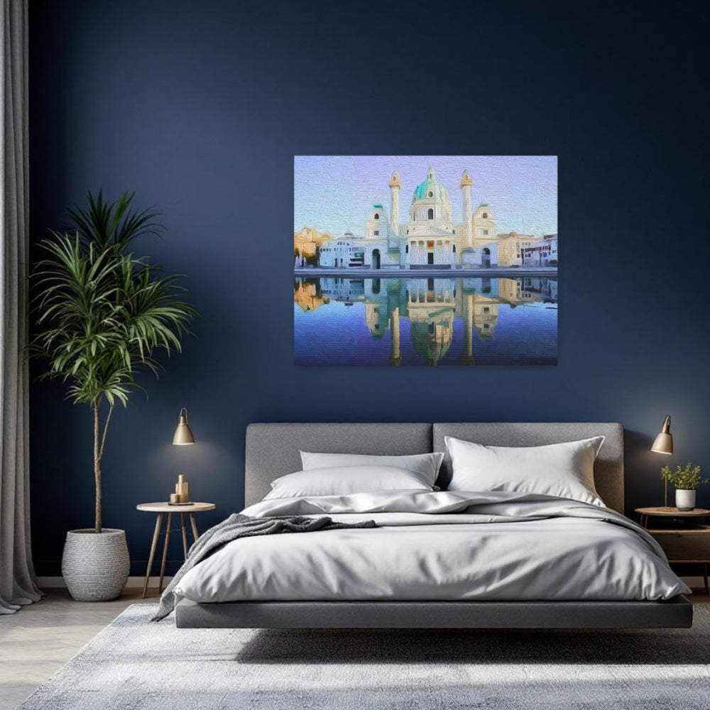 Vienna, Austria | Karlskirche Reflected in Water | Original Series Gallery Canvas detail