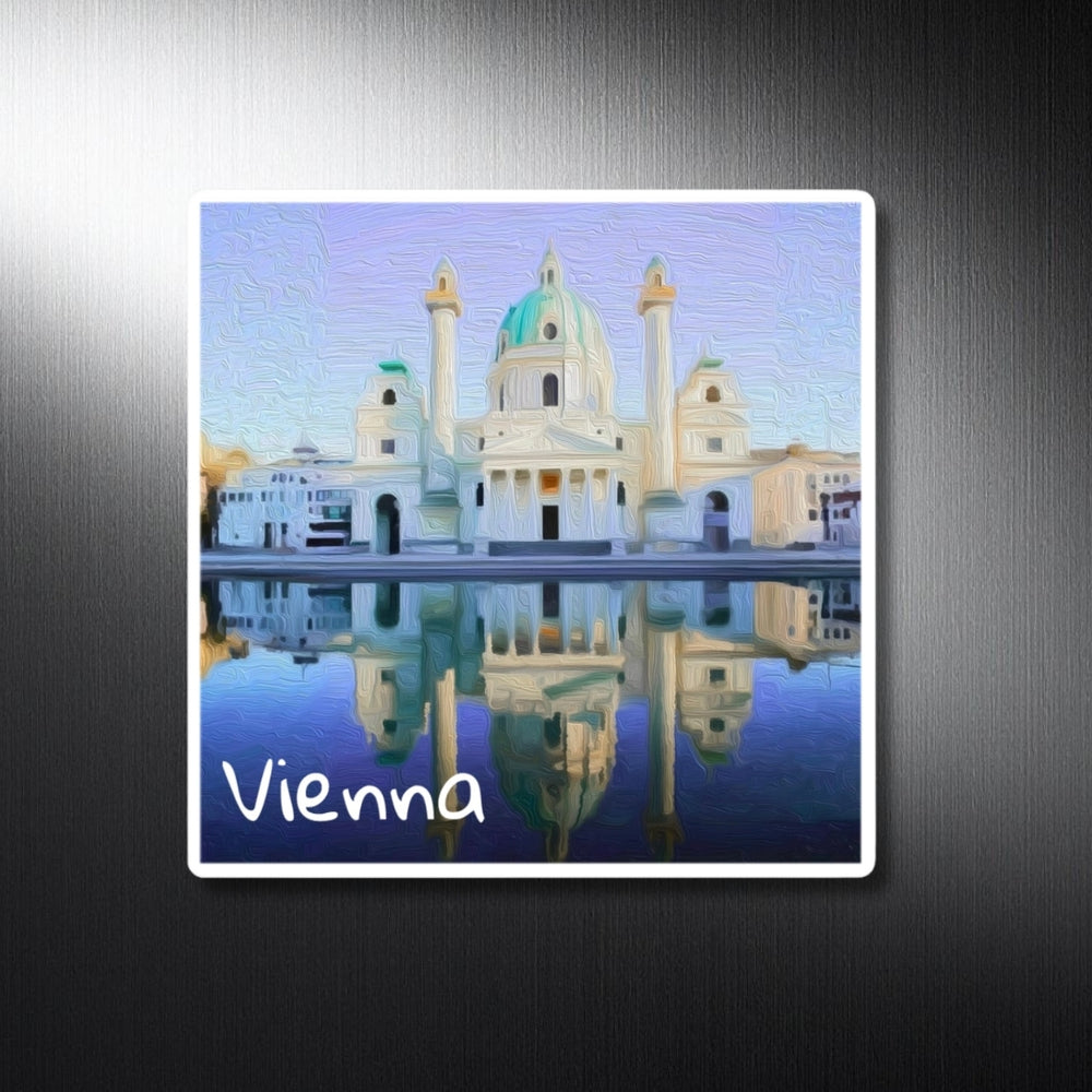 Vienna, Austria | Karlskirche Reflected in Water | Original Series Decorative Magnet