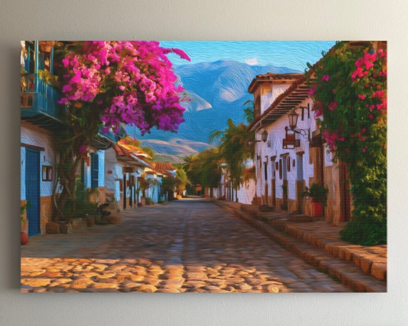Colonial Cobblestone Street Scene — Villa de Leyva, Colombia