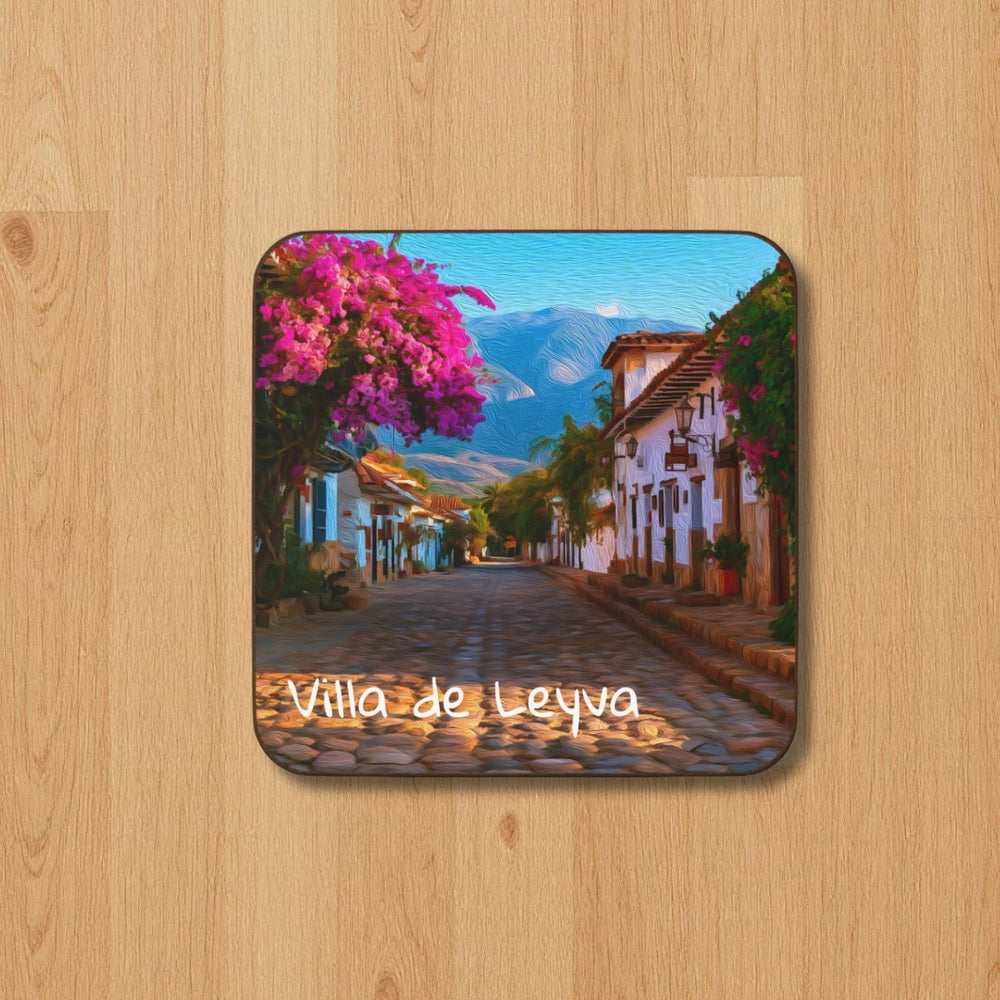 Villa de Leyva, Colombia | Colonial Cobblestone Street Scene | Original Series Hardboard Coaster