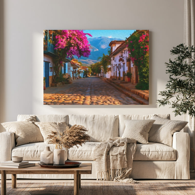 Colonial Cobblestone Street Scene — Villa de Leyva, Colombia, view 1