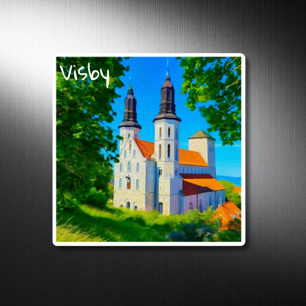 Visby, Sweden | Medieval Cathedral Twin Towers | Original Series Decorative Magnet