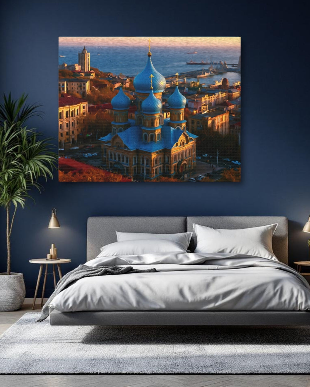 Vladivostok, Russia | Orthodox Cathedral Harbor View | Original Series Gallery Canvas detail