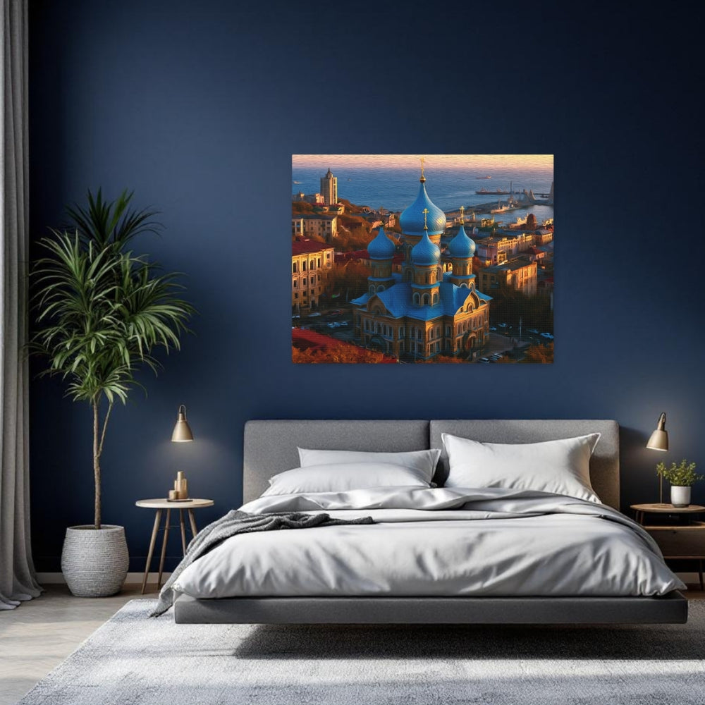 Vladivostok, Russia | Orthodox Cathedral Harbor View | Original Series Gallery Canvas detail