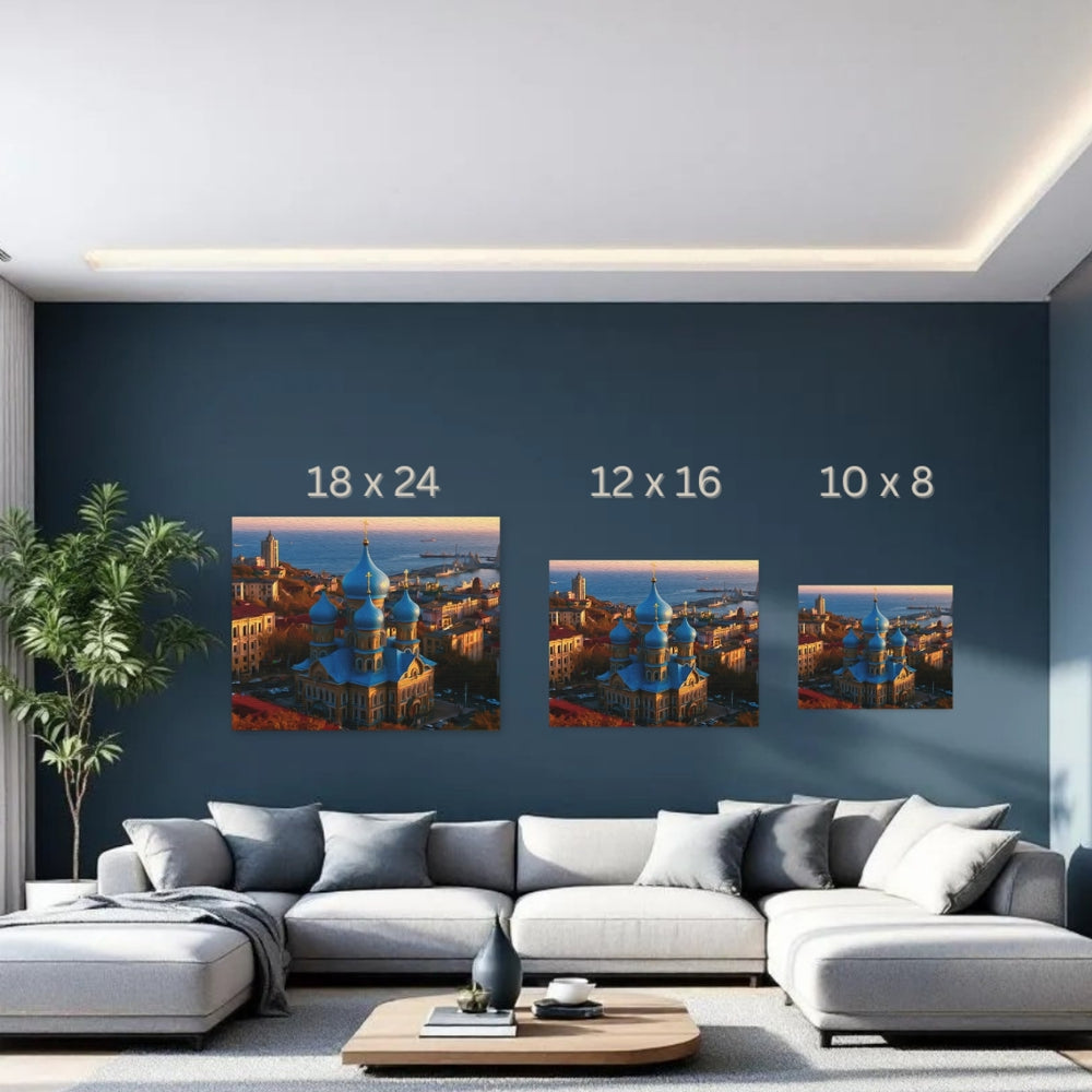 Vladivostok, Russia | Orthodox Cathedral Harbor View | Original Series Gallery Canvas detail