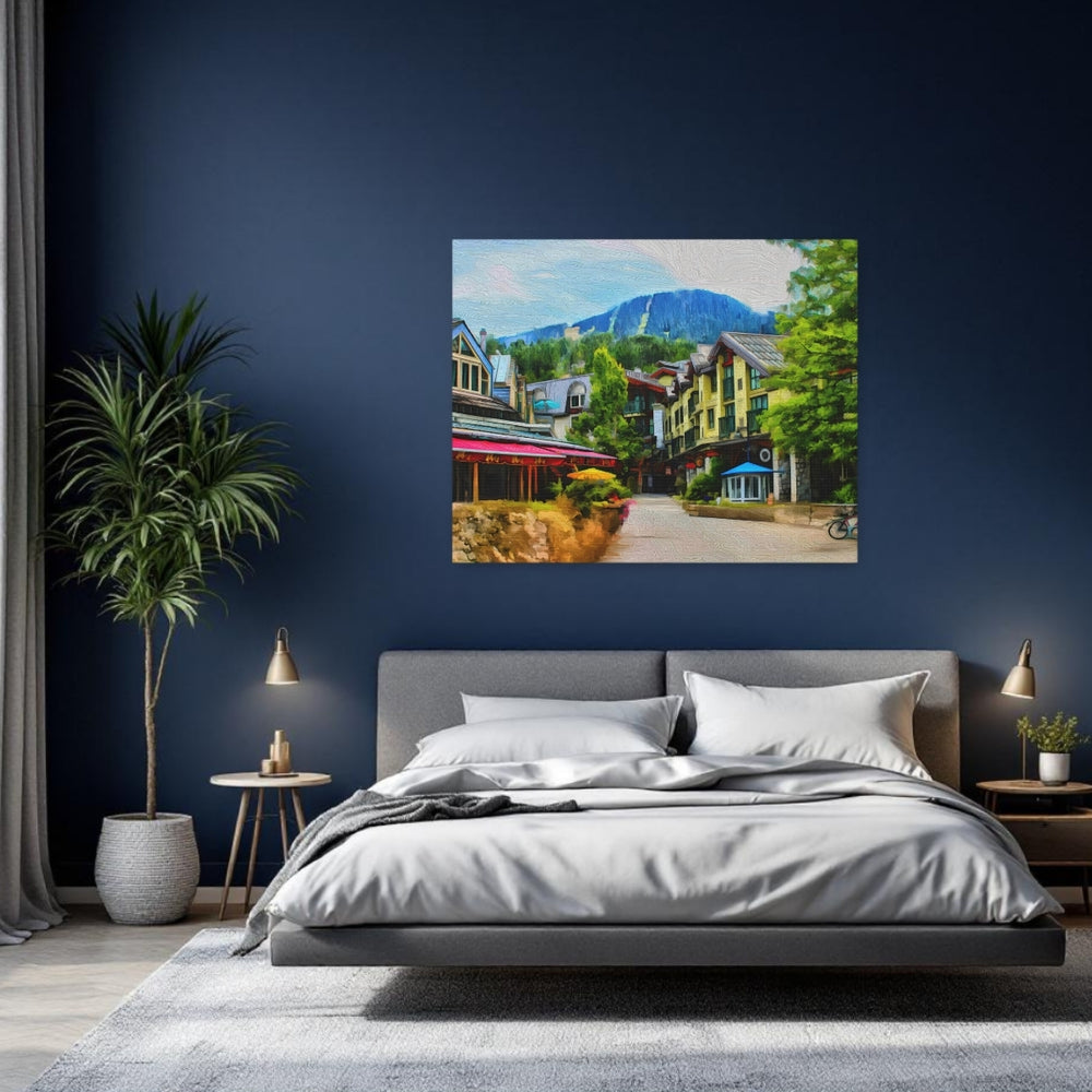 Whistler, British Columbia | Mountain Village Pedestrian Plaza | Original Series Gallery Canvas detail