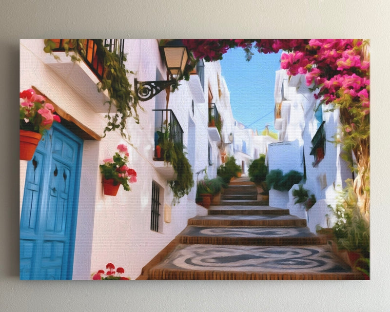 Frigiliana Narrow Cobblestone Street — White Villages of Andalusia, Spain