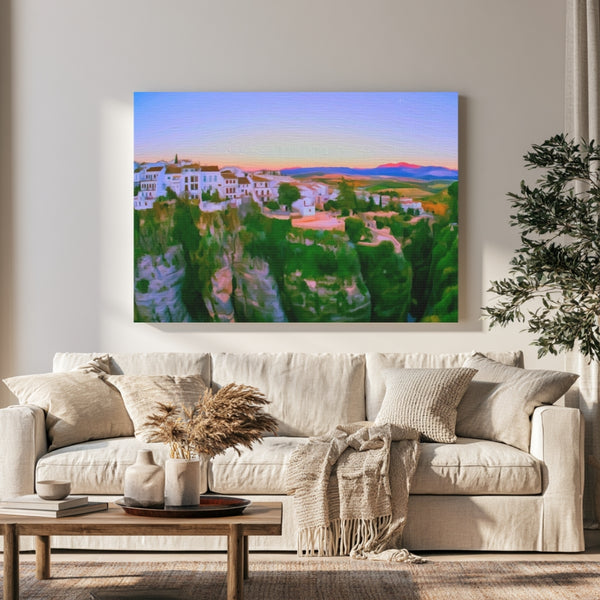 White Villages of Andalusia, Spain | Cliffside White Village Sunset | Original Series Gallery Canvas