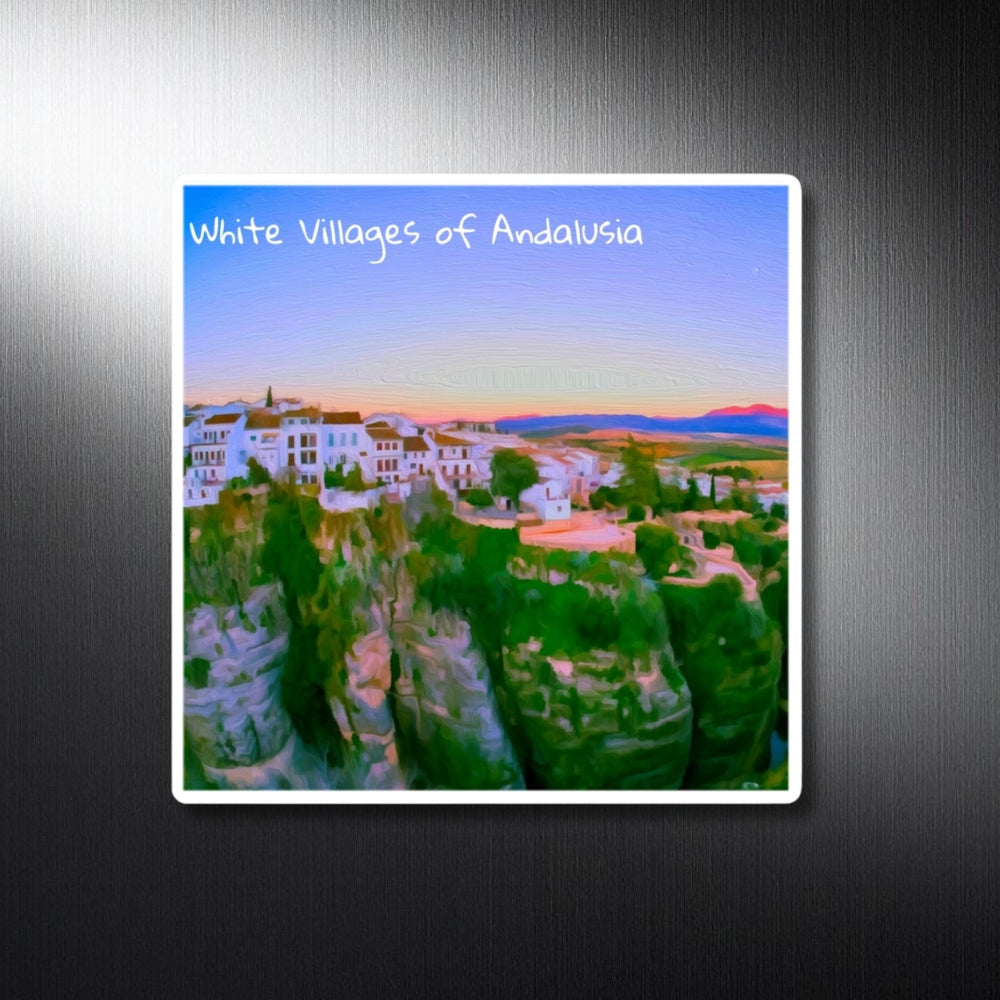 White Villages of Andalusia, Spain | Cliffside White Village Sunset | Original Series Decorative Magnet