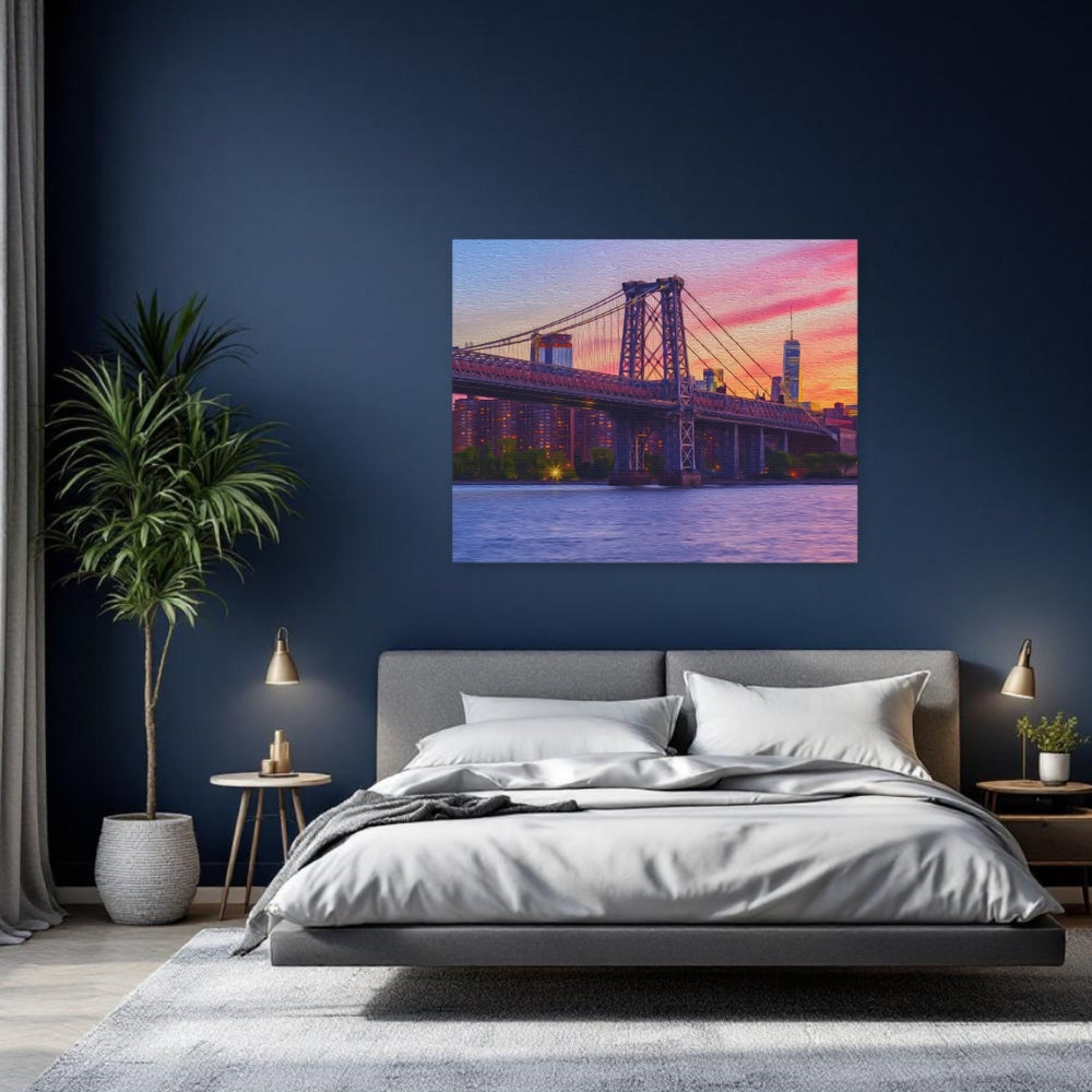 Williamsburg, Brooklyn | Williamsburg Bridge at Sunset | Original Series Gallery Canvas detail