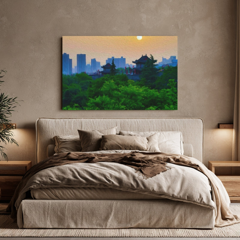Ancient City Wall Pavilions At Sunrise — Xi'an, China, view 6