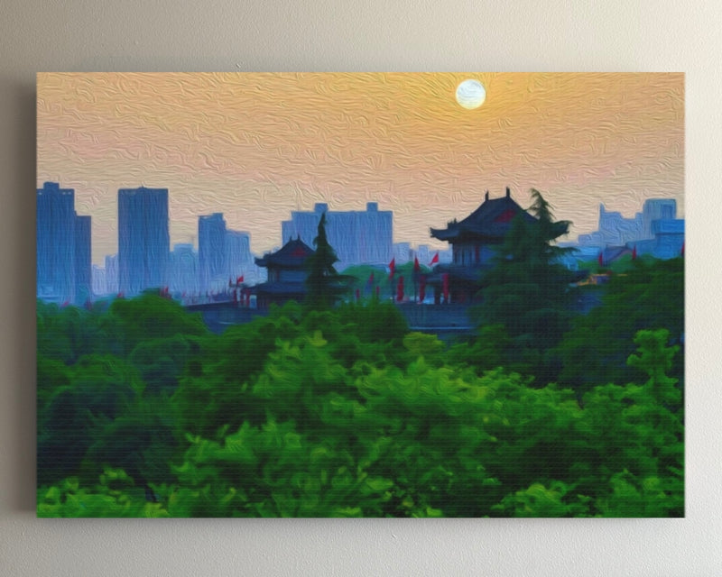 Ancient City Wall Pavilions At Sunrise — Xi'an, China