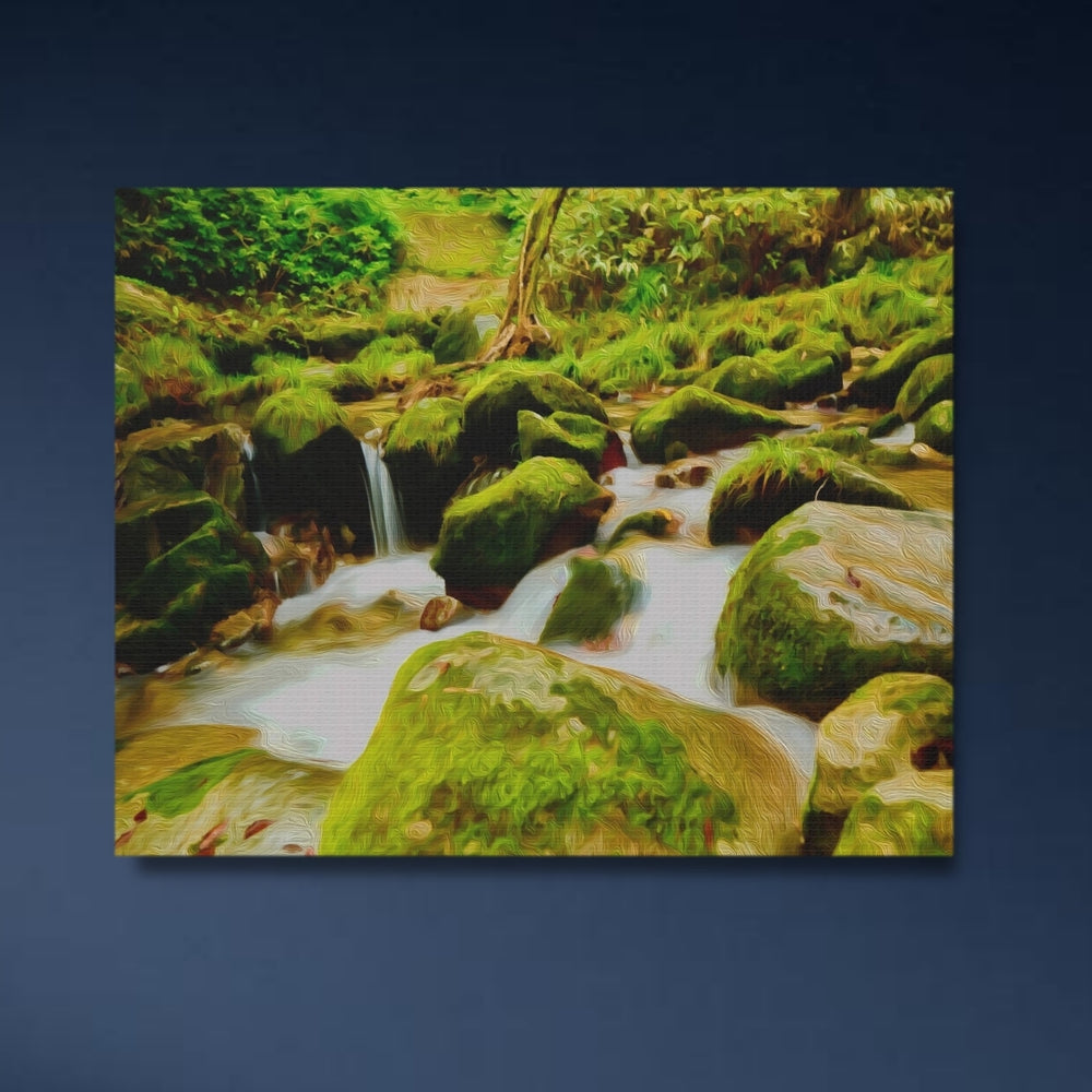 Yakushima, Japan | Ancient Forest Stream Cascade | Original Series Gallery Canvas detail