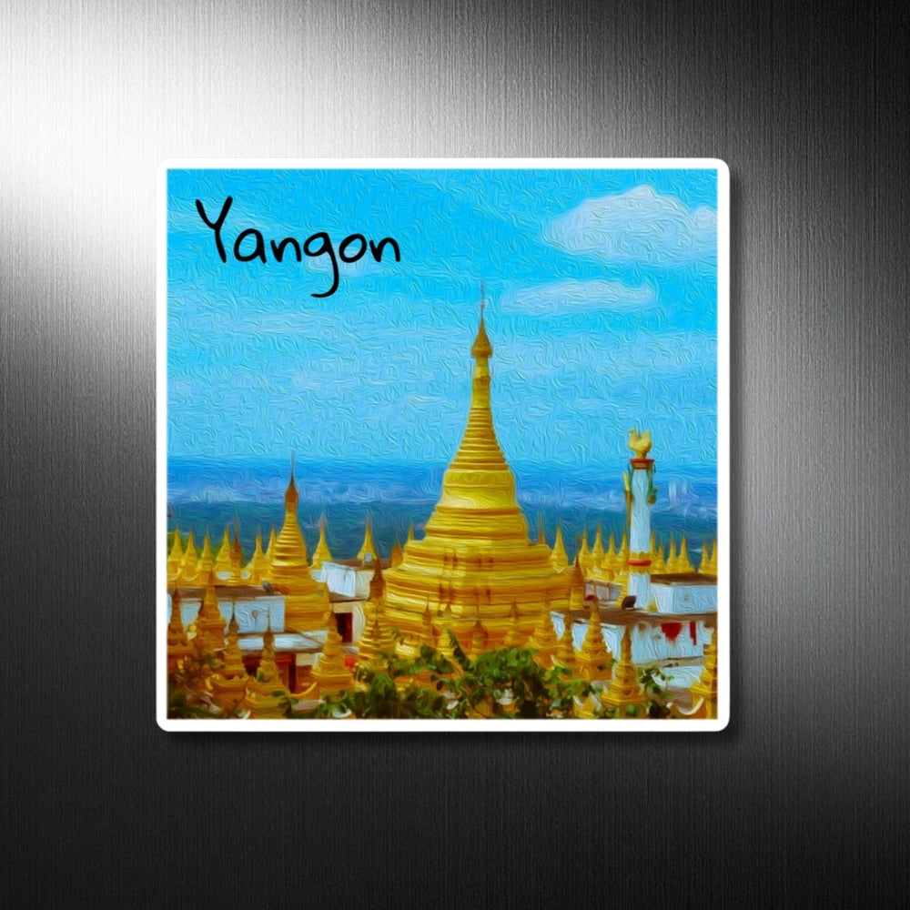 Yangon, Myanmar | Golden Pagodas of Yangon | Original Series Decorative Magnet