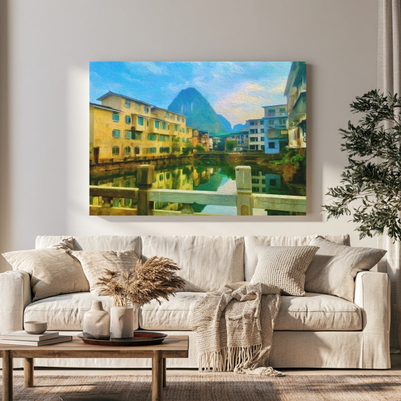 Canal Reflections And Karst Peak — Yangshuo, China, view 1