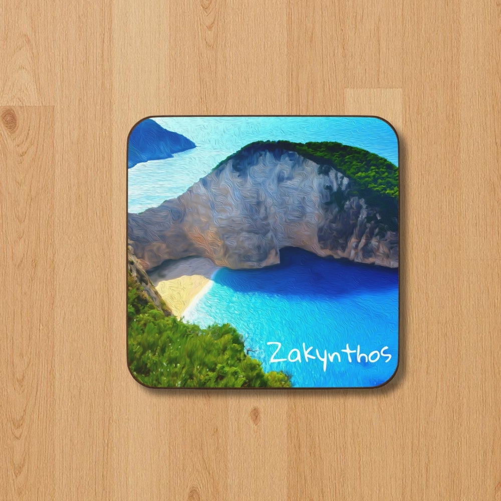 Zakynthos, Greece | Navagio Bay Shipwreck Cove | Original Series Hardboard Coaster