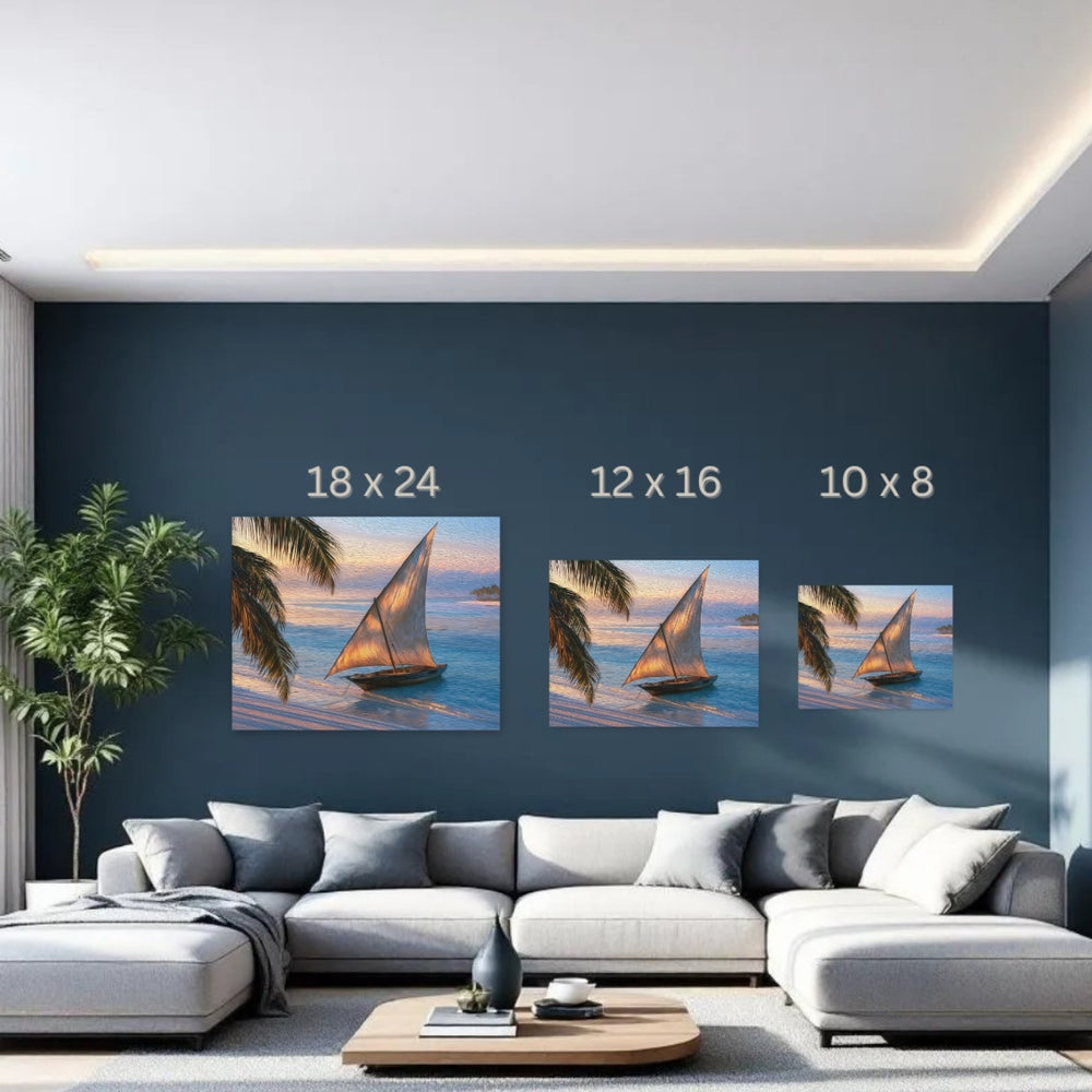 Zanzibar, Tanzania | Zanzibar Dhow Sunset Shore | Original Series Gallery Canvas detail