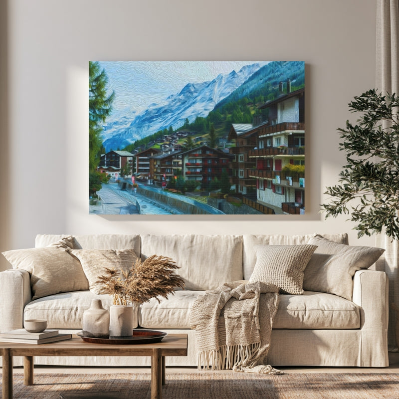 Alpine Village Mountain Stream — Zermatt, Switzerland, view 1